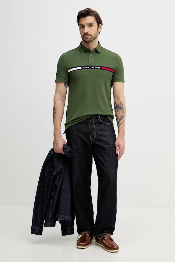 Polo tričko Tommy Hilfiger MW0MW38130 zelená SS26