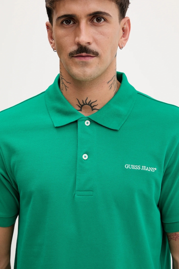 Oblačila Bombažen polo Guess Jeans M4BP29.KCJV1 zelena