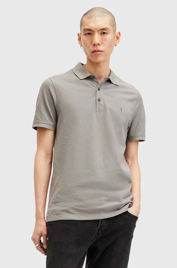 AllSaints polo męskie bawełniane bawełna szary M075PB