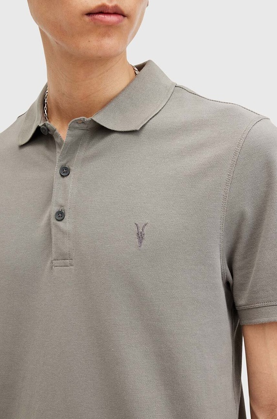 AllSaints polo męskie bawełniane M075PB szary AA00