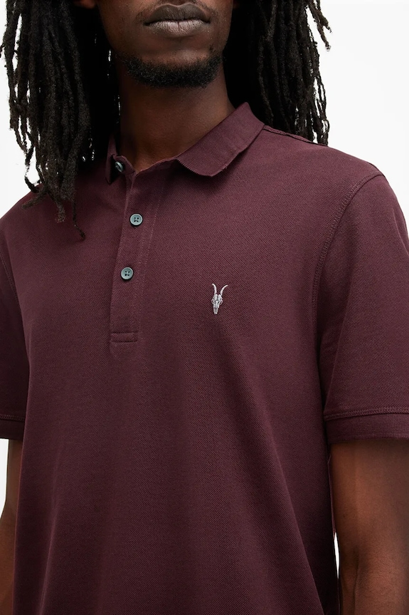 AllSaints polo męskie bawełniane M075PB czerwony AA00