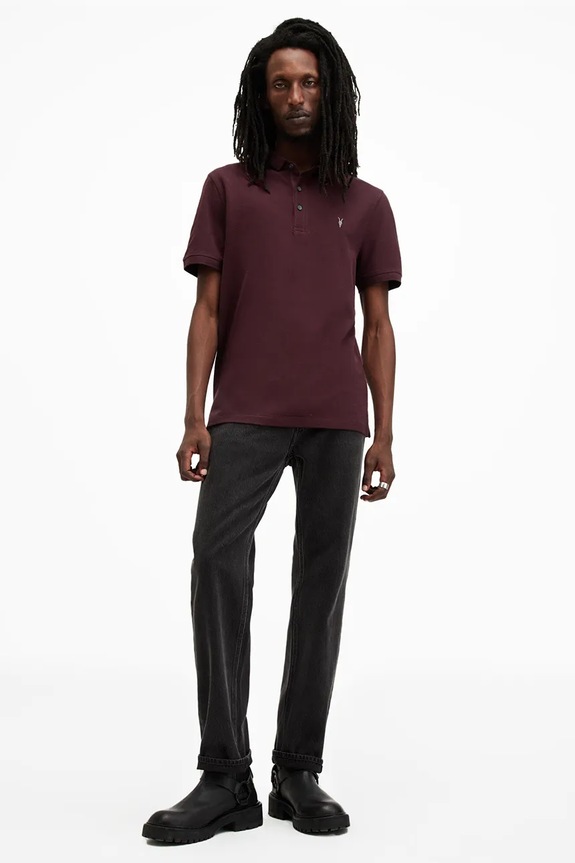 AllSaints polo męskie bawełniane M075PB czerwony