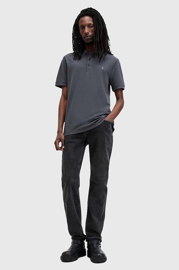 AllSaints polo tričko pánske bavlnené tmavomodrá M075PB