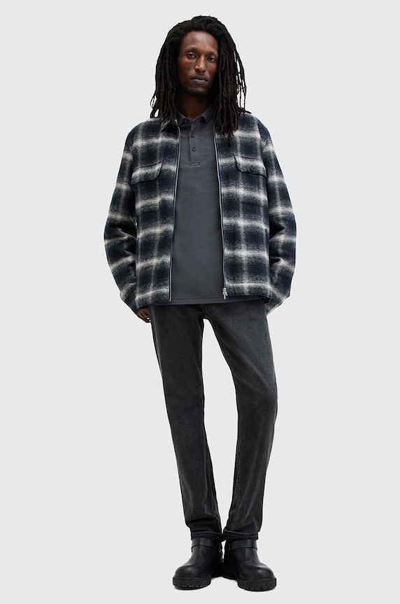 AllSaints polo tričko pánske bavlnené M075PB tmavomodrá