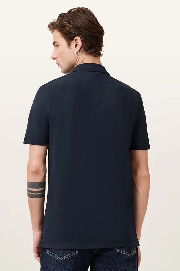 AllSaints поло мужское хлопковое M075PB тёмно-синий AA00