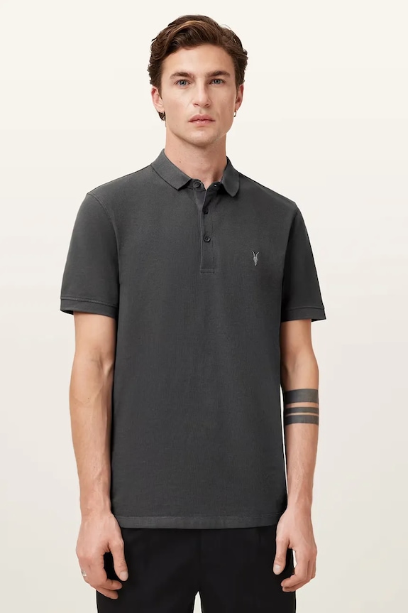 AllSaints поло мужское хлопковое серый M075PB