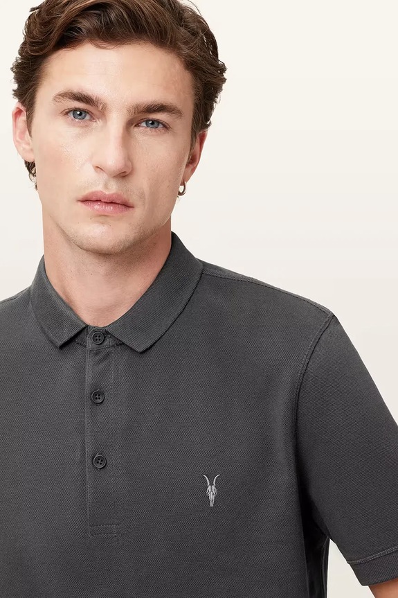 AllSaints поло мужское хлопковое серый M075PB