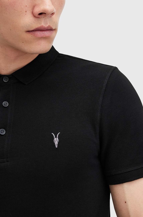 AllSaints polo męskie bawełniane M075PB czarny AA00