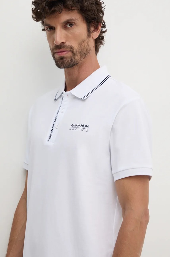 Polo tričko Red Bull Racing x Pepe Jeans potisk bílá RM540001