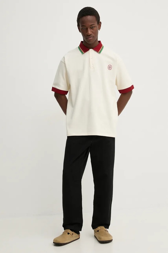 Бавовняне поло Drôle de Monsieur Le Polo D Miroir E.PL138.CO162.CM бежевий AW24