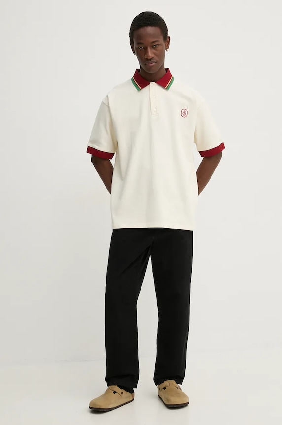 Бавовняне поло Drôle de Monsieur Le Polo D Miroir E.PL138.CO162.CM бежевий AW24