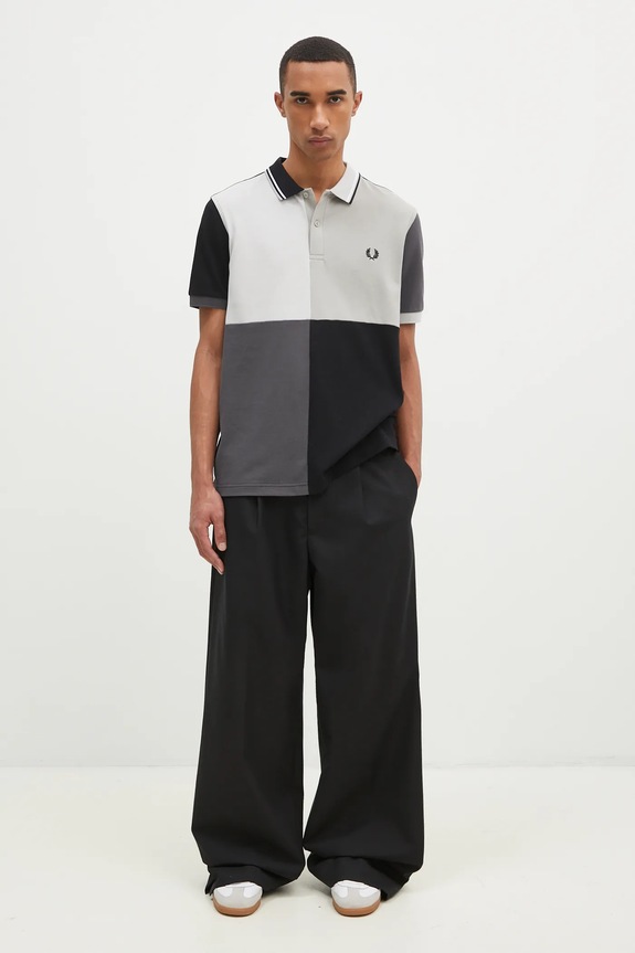 Fred Perry cotton polo shirt Beams Grid Design Fp Shirt SM7186.102 black