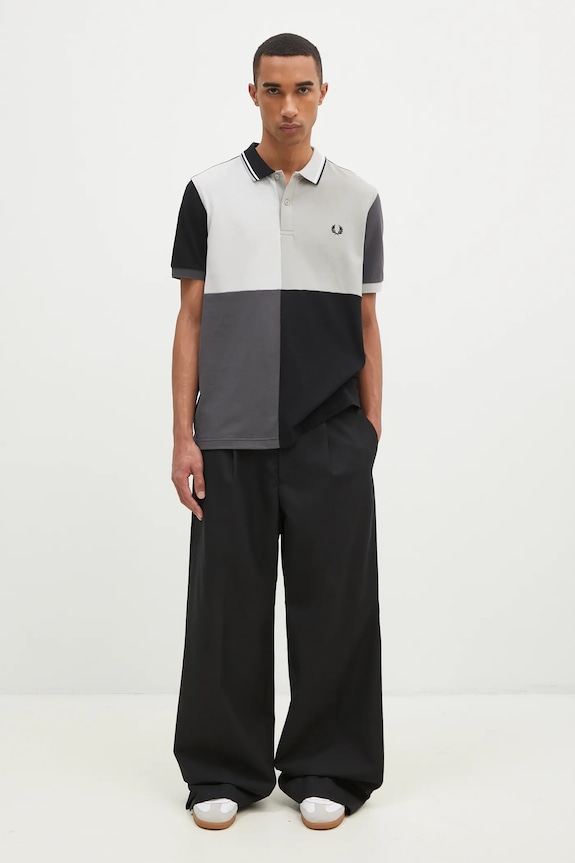 Fred Perry cotton polo shirt Beams Grid Design Fp Shirt SM7186.102 black
