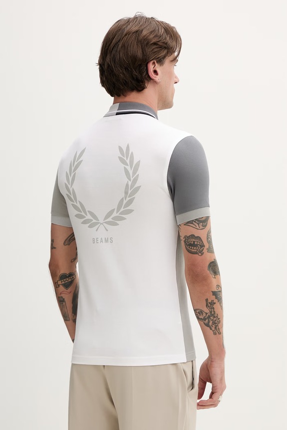 Oblečenie Bavlnené polo tričko Fred Perry Beams Grid Design Shirt SM7187.100 sivá