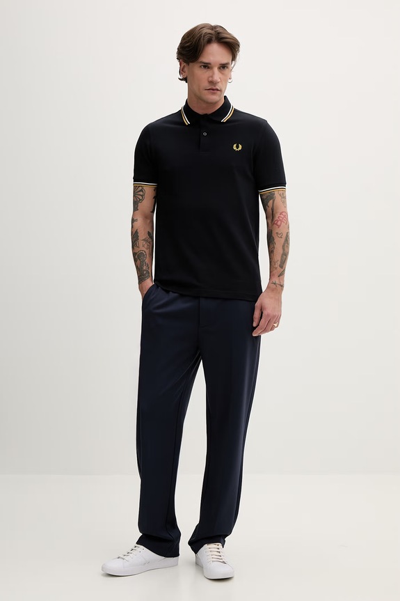 Fred Perry polo de bumbac The Twin Tipped Shirt M3600.W53 bleumarin AA00
