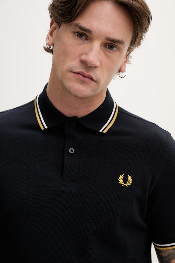 Fred Perry polo de bumbac The Twin Tipped Shirt bleumarin M3600.W53