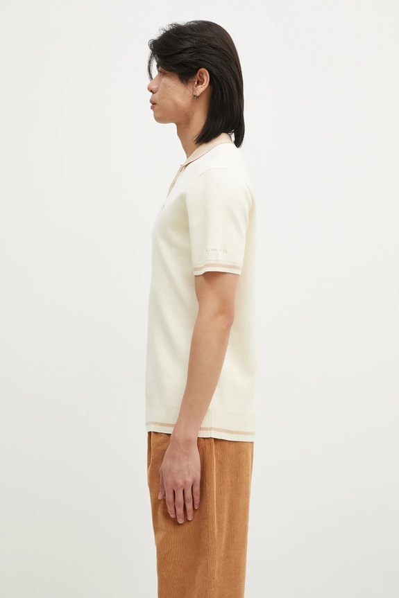 Bavlněné polo tričko Filling Pieces Knit Polo 80713666003 béžová AW24