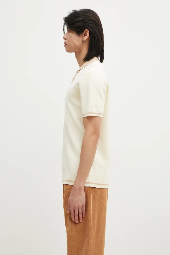 Bavlněné polo tričko Filling Pieces Knit Polo 80713666003 béžová AW24