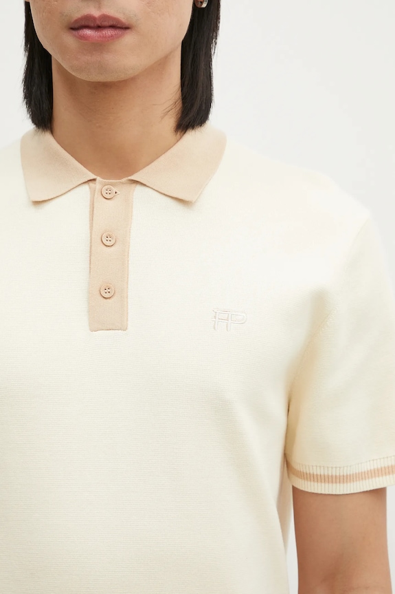 Bavlněné polo tričko Filling Pieces Knit Polo béžová 80713666003