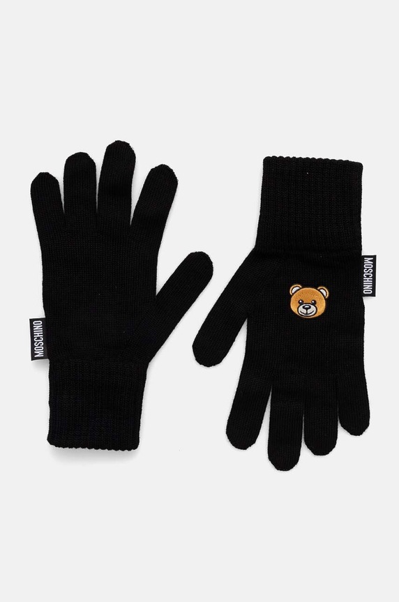 Moschino rękawiczki wełniane wełna czarny M3141.65162