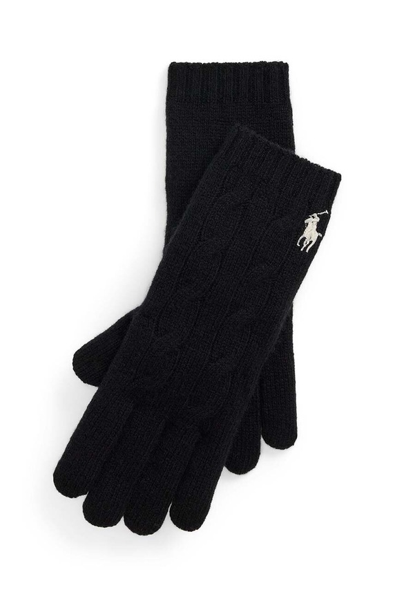 Vunene rukavice Polo Ralph Lauren bez uzorka crna 455956295