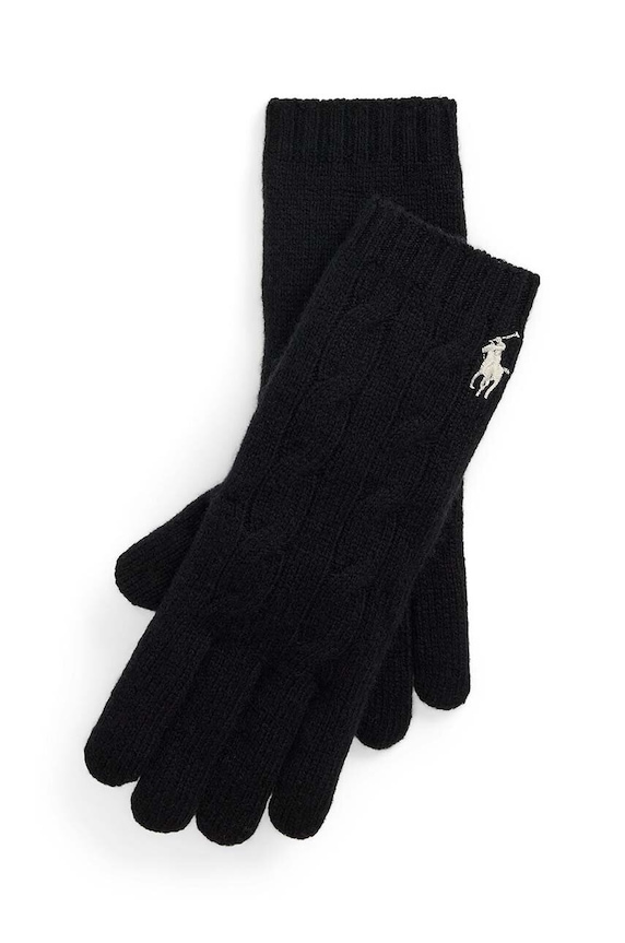 Vunene rukavice Polo Ralph Lauren bez uzorka crna 455956295