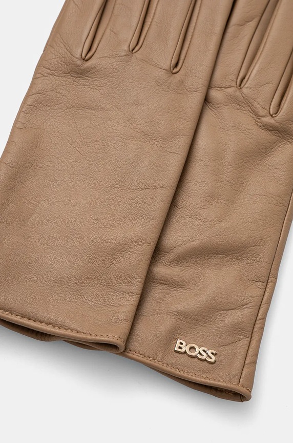 Kožne rukavice BOSS Gueen-ME 50526613 bež AW24