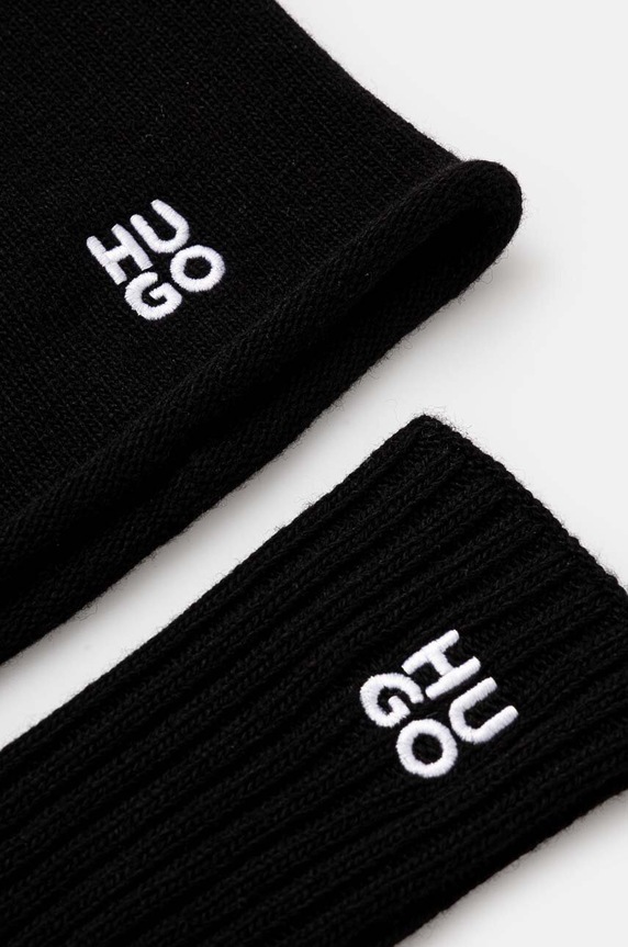 Accesorii HUGO căciulă și mănuși din amestec de lână 50523395 negru