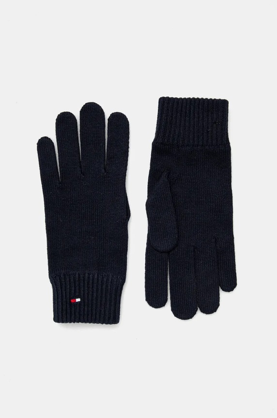 Rukavice s prímesou kašmíru Tommy Hilfiger s prímesou vlny tmavomodrá AW0AW16435