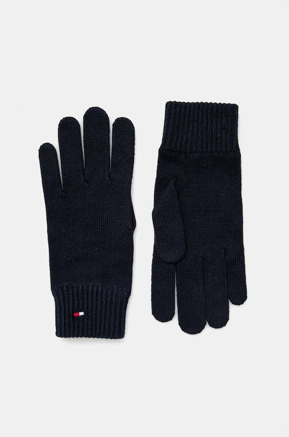 Rukavice s prímesou kašmíru Tommy Hilfiger s prímesou vlny tmavomodrá AW0AW16435