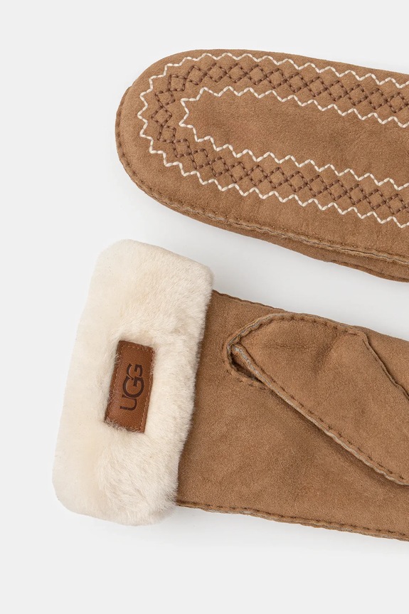 UGG rękawiczki zamszowe 100907 brązowy AW25