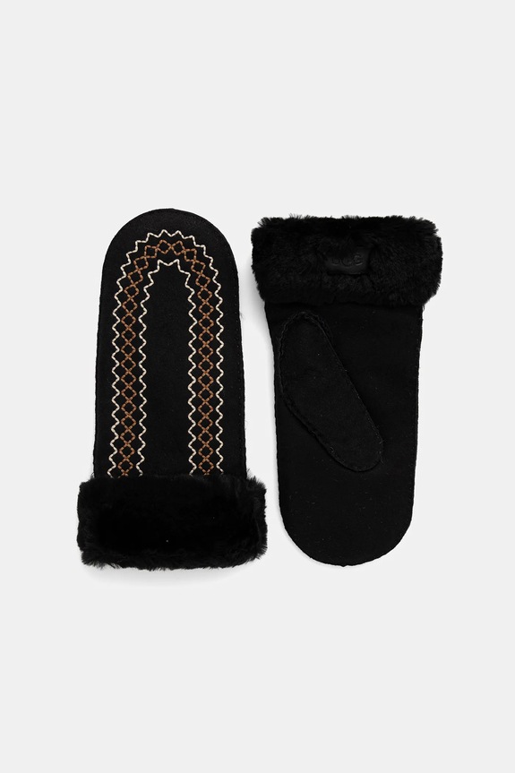 Semišové rukavice UGG nášivka čierna 100907