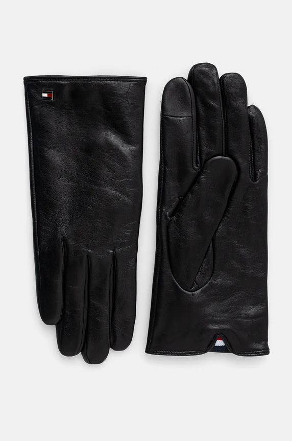 Tommy Hilfiger manusi de piele piele negru AW0AW17383