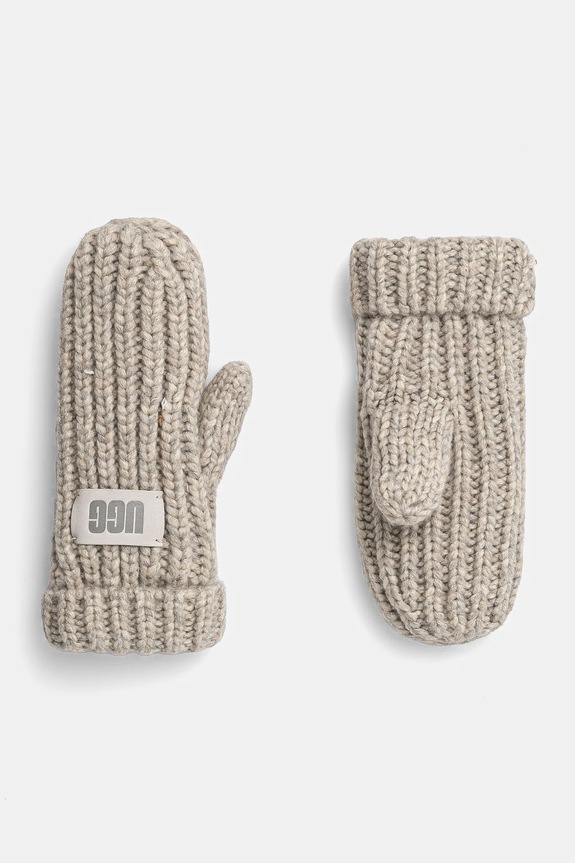 Дитячі рукавички з домішкою вовни UGG CHUNKY MITTEN з додаванням вовни сірий 100030