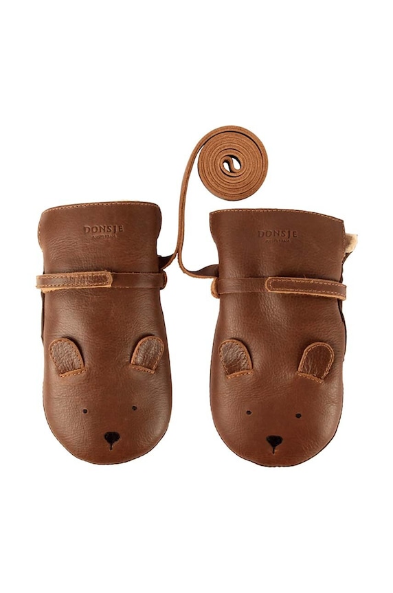 Donsje quanti in pelle bambini Kapi Classic Mittens Bear 6019001. marrone AA00
