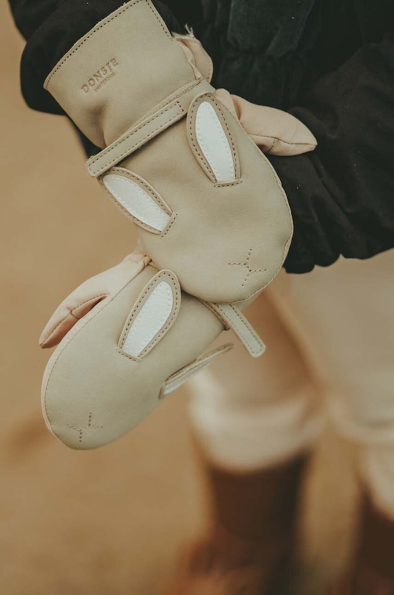 Хлопчик Дитячі шкіряні рукавички Donsje Kapi Classic Mittens Bunny 6019003. бежевий