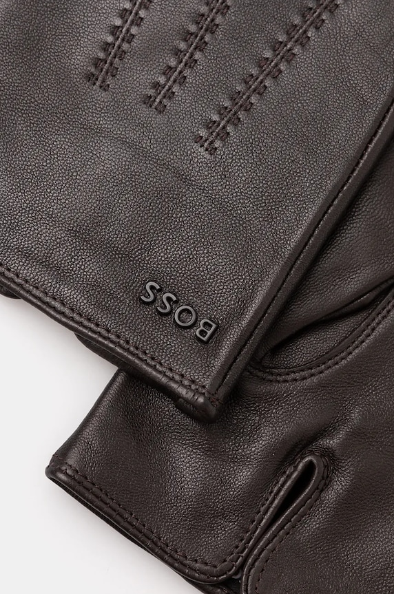 Kožené rukavice BOSS Hainz-ME 50526681 hnedá AW25