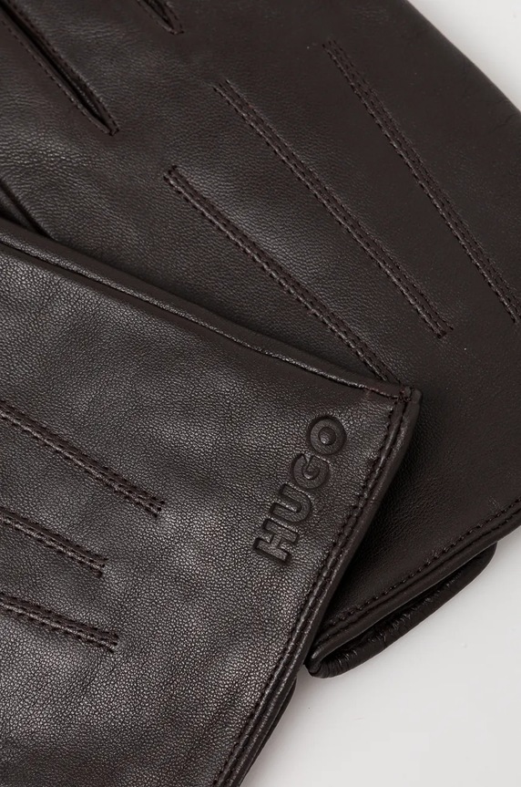 Kožené rukavice HUGO Jaan 50526909 hnedá AW25
