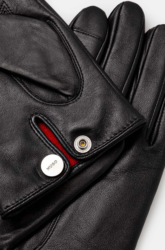 Kožené rukavice HUGO Jaan 50526909 čierna AW25