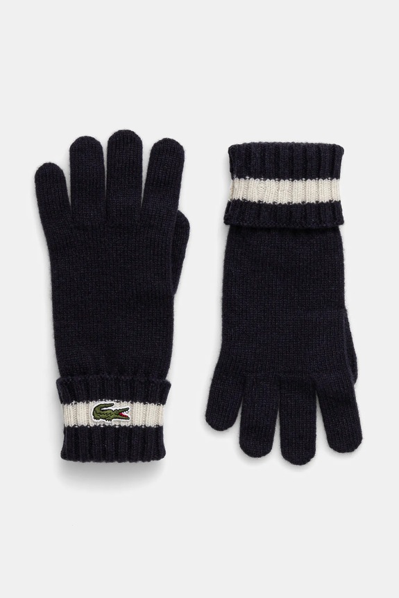 Vlněné rukavice Lacoste nášivka námořnická modř RV0452
