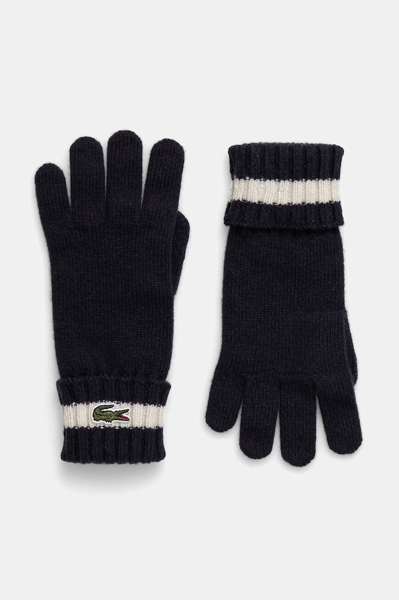 Vlněné rukavice Lacoste nášivka námořnická modř RV0452