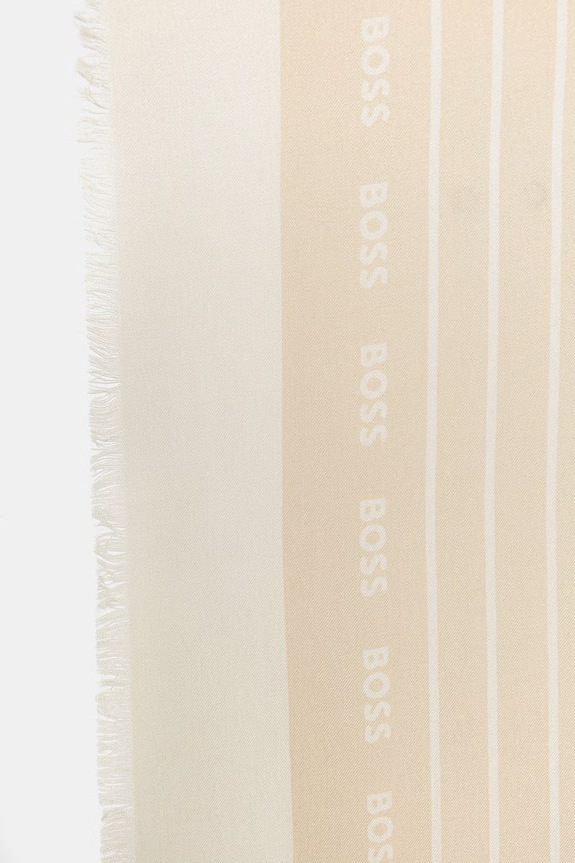 BOSS chusta damska z dodatkiem jedwabiu Laik 50521800 beżowy SS26