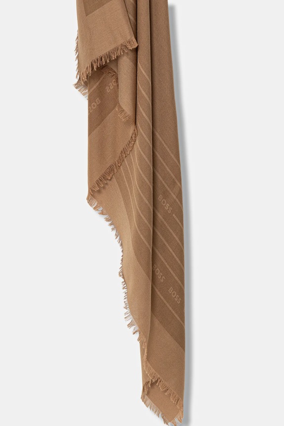 Akcesoria BOSS chusta damska z dodatkiem jedwabiu Laik 50521800 beżowy
