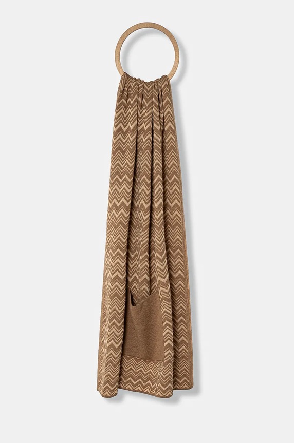 Vlněná šála Missoni pletenina béžová MAXRWOD9857