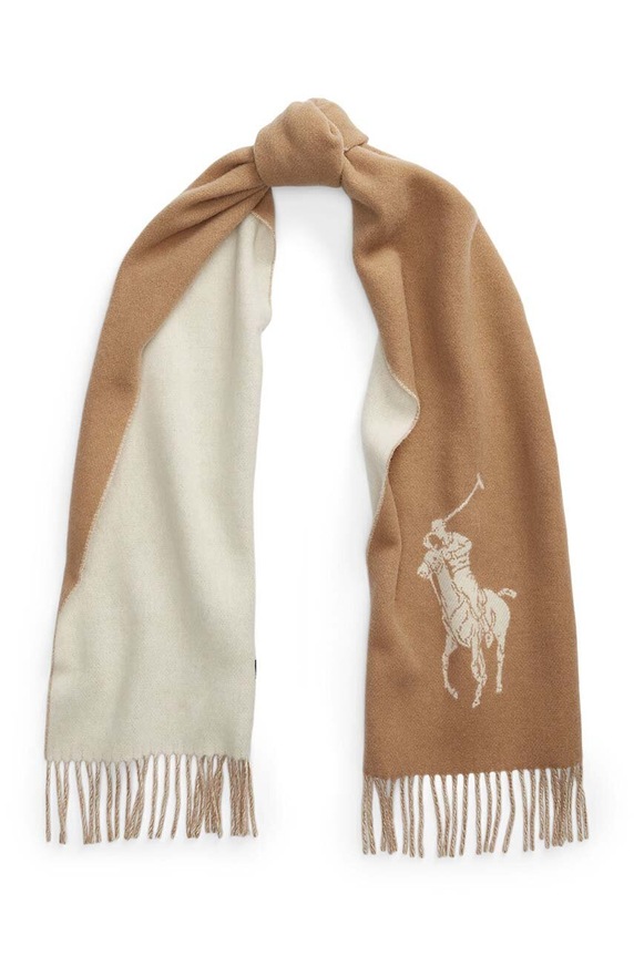 Μάλλινο κασκόλ Polo Ralph Lauren μαλλί μπεζ 455954331