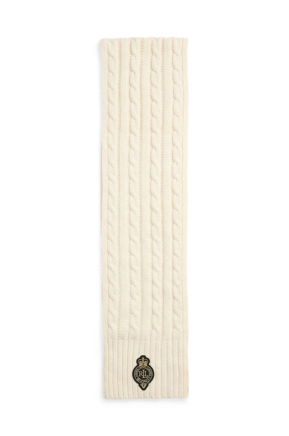 Šátek z vlněné směsi Lauren Ralph Lauren 454960071 béžová AW24