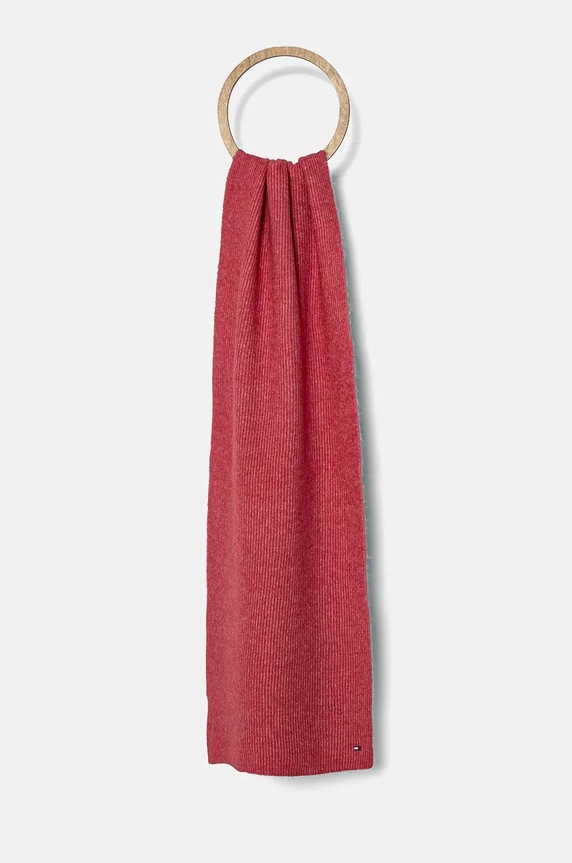 Šál s prímesou vlny Tommy Hilfiger s prímesou vlny ružová AW0AW16641