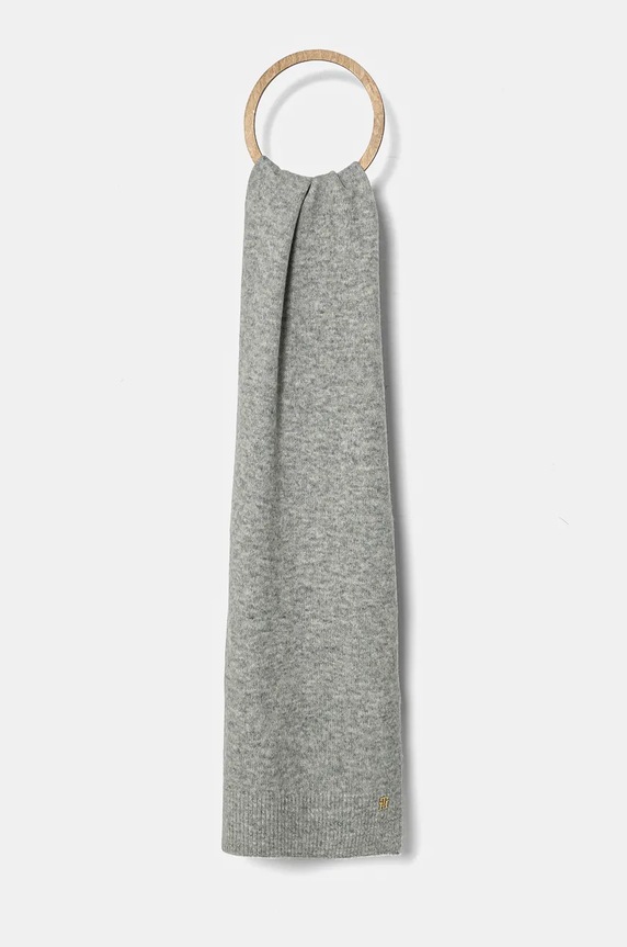 Šála Tommy Hilfiger pletenina šedá AW0AW16646