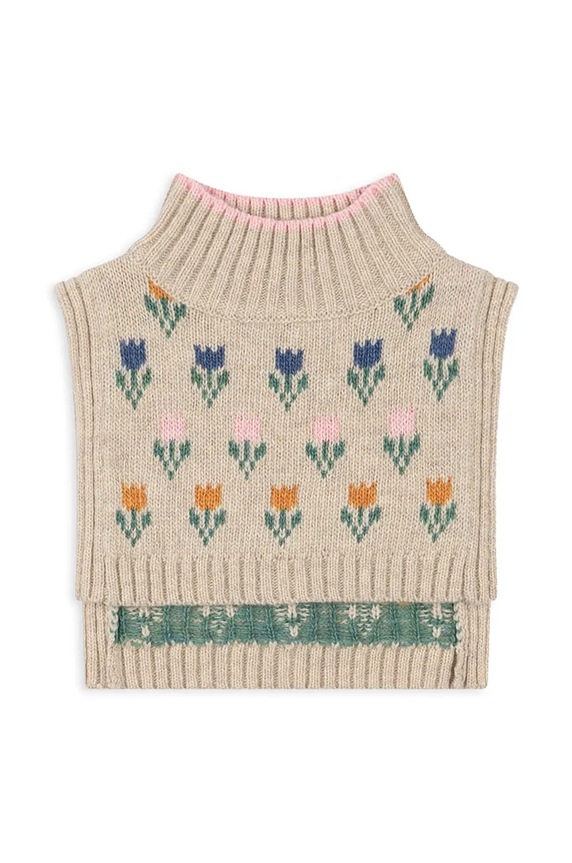 Детски кръгъл шал от вълна Konges Sløjd BELOU KNIT NECKWARMER KS101425 бежов AW24