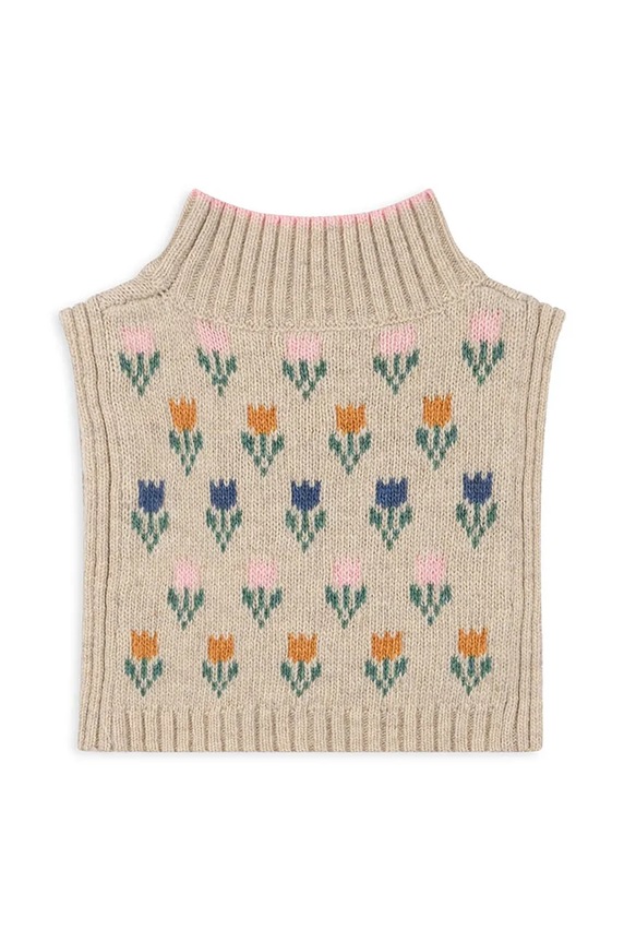 Момиче Детски кръгъл шал от вълна Konges Sløjd BELOU KNIT NECKWARMER KS101425 бежов